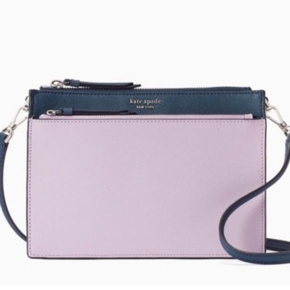 kate spade Handbags - Kate Spade Cameron Lavender Mist Navy Saffiano Leather Crossbody Bag